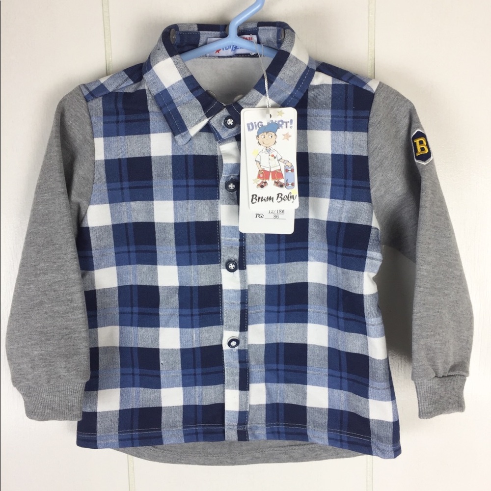 Brum Beby Baby's Long sleeve Button Up Shirt New